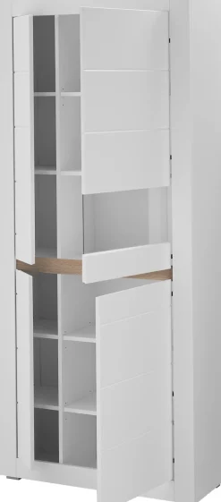 Home affaire Vitrine »Chester, Hochschrank mit Stauraum, Glasvitrine, Anrichte, Weiß Matt« 1 Stk. tlg. austauschbare Blende in der Griffleiste, zeitloses Design, 85 cm breit