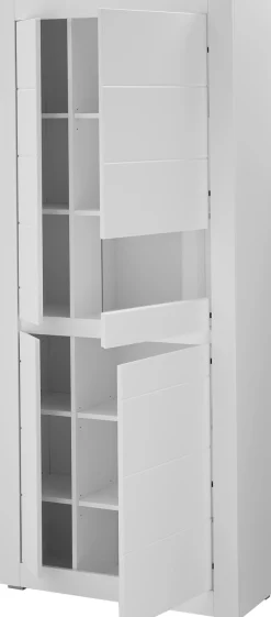 Home affaire Vitrine »Chester, Hochschrank mit Stauraum, Glasvitrine, Anrichte, Weiß Matt« 1 Stk. tlg. austauschbare Blende in der Griffleiste, zeitloses Design, 85 cm breit