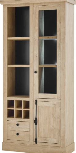 Home affaire Vitrine »Cornwall, Hochschrank im Landhausstil, Glasvitrine, Eiche Dekor« 1 Stk. tlg. Metallgriffe, 105 cm breit, viel Stauraum, in zwei Größen verfügbar