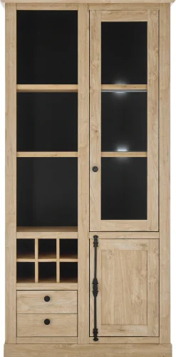 Home affaire Vitrine »Cornwall, Hochschrank im Landhausstil, Glasvitrine, Eiche Dekor« 1 Stk. tlg. Metallgriffe, 105 cm breit, viel Stauraum, in zwei Größen verfügbar