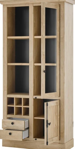 Home affaire Vitrine »Cornwall, Hochschrank im Landhausstil, Glasvitrine, Eiche Dekor« 1 Stk. tlg. Metallgriffe, 105 cm breit, viel Stauraum, in zwei Größen verfügbar