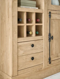 Home affaire Vitrine »Cornwall, Hochschrank im Landhausstil, Glasvitrine, Eiche Dekor« 1 Stk. tlg. Metallgriffe, 105 cm breit, viel Stauraum, in zwei Größen verfügbar
