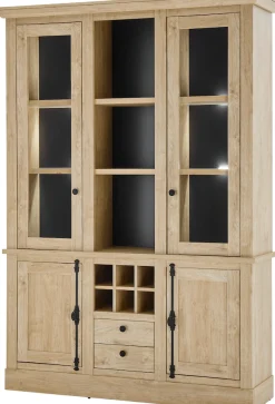 Home affaire Vitrine »Cornwall, Hochschrank im Landhausstil, Glasvitrine, Eiche Dekor« 1 Stk. tlg. Metallgriffe, 147 cm breit, viel Stauraum, in zwei Größen verfügbar