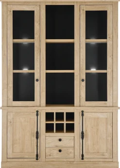 Home affaire Vitrine »Cornwall, Hochschrank im Landhausstil, Glasvitrine, Eiche Dekor« 1 Stk. tlg. Metallgriffe, 147 cm breit, viel Stauraum, in zwei Größen verfügbar