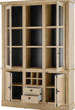 Home affaire Vitrine »Cornwall, Hochschrank im Landhausstil, Glasvitrine, Eiche Dekor« 1 Stk. tlg. Metallgriffe, 147 cm breit, viel Stauraum, in zwei Größen verfügbar