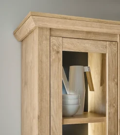 Home affaire Vitrine »Cornwall, Hochschrank im Landhausstil, Glasvitrine, Eiche Dekor« 1 Stk. tlg. Metallgriffe, 147 cm breit, viel Stauraum, in zwei Größen verfügbar