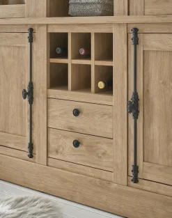 Home affaire Vitrine »Cornwall, Hochschrank im Landhausstil, Glasvitrine, Eiche Dekor« 1 Stk. tlg. Metallgriffe, 147 cm breit, viel Stauraum, in zwei Größen verfügbar
