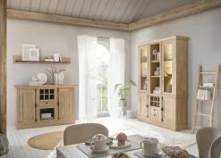 Home affaire Vitrine »Cornwall, Hochschrank im Landhausstil, Glasvitrine, Eiche Dekor« 1 Stk. tlg. Metallgriffe, 147 cm breit, viel Stauraum, in zwei Größen verfügbar