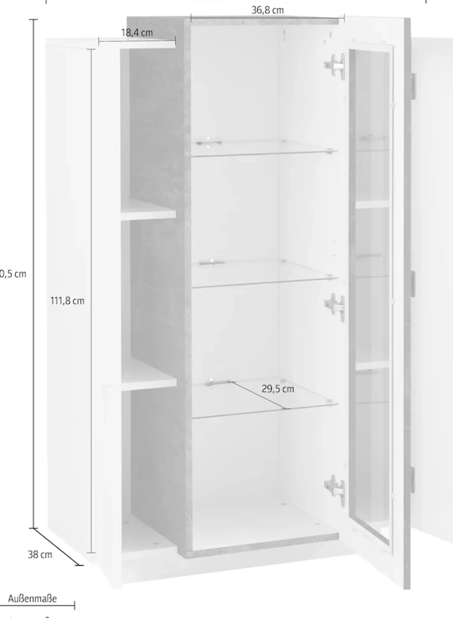 Home affaire Vitrine »Coro, Vitrine, Glasvitrine, Vitrinenschrank, Stauraumvitrine« 3 Türen davon 1 Glastür, 9 Fächer, Doppeltiefe,Höhe 120,5cm