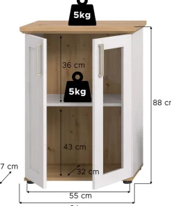 Home affaire Vitrine »Cosenza, Höhe 80 cm, 2 Türen, 2Fächer« 1 Stk. tlg. Vitrine, Höhe 88 cm, Wohnzimmer, Esszimmer