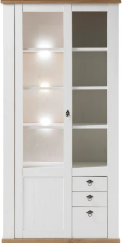 Home affaire Vitrine »Cremona, Hochschrank im Landhausstil, Glasvitrine« Metallgriffe, ausreichend Stauraum, vielseitig einsetzbar, 204 cm hoch