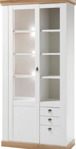 Home affaire Vitrine »Cremona, Hochschrank im Landhausstil, Glasvitrine« Metallgriffe, ausreichend Stauraum, vielseitig einsetzbar, 204 cm hoch