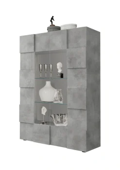 Home affaire Vitrine »Dama Höhe 166 cm, Breite 121 cm, Stauraumvitrine mit 2 Türen,« Standvitrine - Front in 3D-Optik, viel Stauraum, verschiedene Farben