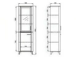 Home affaire Vitrine »Darwen Vitrinenschrank, Glasschrank, Standvitrine, Highboard/Sideboard« 2 Türen, 4 Einlegeböden, 5 Fächer, Gesamtmaße (B/T/H): 58/40/193 cm