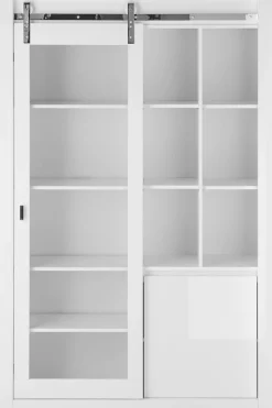 Home affaire Vitrine »Daytona, moderner Hochschrank, Glasvitrine in Weiß Hochglanz« mit Schiebetürenbeschlag in Chrom-Optik, ausreichend Stauraum
