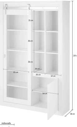 Home affaire Vitrine »Daytona, moderner Hochschrank, Glasvitrine in Weiß Hochglanz« mit Schiebetürenbeschlag in Chrom-Optik, ausreichend Stauraum