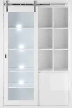 Home affaire Vitrine »Daytona, moderner Hochschrank, Glasvitrine in Weiß Hochglanz« mit Schiebetürenbeschlag in Chrom-Optik, ausreichend Stauraum