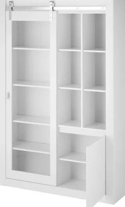 Home affaire Vitrine »Daytona, moderner Hochschrank, Glasvitrine in Weiß Hochglanz« mit Schiebetürenbeschlag in Chrom-Optik, ausreichend Stauraum