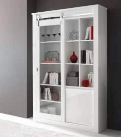 Home affaire Vitrine »Daytona, moderner Hochschrank, Glasvitrine in Weiß Hochglanz« mit Schiebetürenbeschlag in Chrom-Optik, ausreichend Stauraum