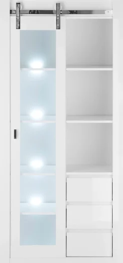 Home affaire Vitrine »Daytona, moderner Hochschrank, Glasvitrine in Weiß Hochglanz« mit Schiebetürenbeschlag in Chrom-Optik, ausreichend Stauraum