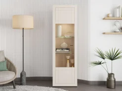 Home affaire Vitrine »Essex Vitrinenschrank, Glasschrank, Standvitrine, Highboard/Sideboard« Präzise Heißfolienprägung, Metallgriff, Eleganter Glasboden