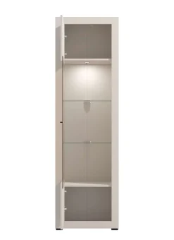 Home affaire Vitrine »Essex Vitrinenschrank, Glasschrank, Standvitrine, Highboard/Sideboard« Präzise Heißfolienprägung, Metallgriff, Eleganter Glasboden