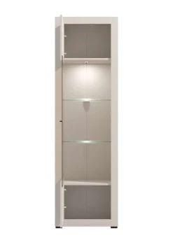 Home affaire Vitrine »Essex Vitrinenschrank, Glasschrank, Standvitrine, Highboard/Sideboard« Präzise Heißfolienprägung, Metallgriff, Eleganter Glasboden