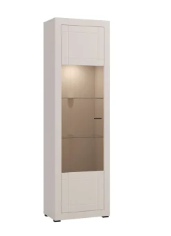 Home affaire Vitrine »Essex Vitrinenschrank, Glasschrank, Standvitrine, Highboard/Sideboard« Präzise Heißfolienprägung, Metallgriff, Eleganter Glasboden