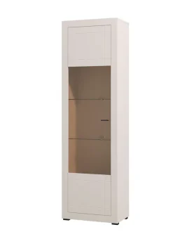 Home affaire Vitrine »Essex Vitrinenschrank, Glasschrank, Standvitrine, Highboard/Sideboard« Präzise Heißfolienprägung, Metallgriff, Eleganter Glasboden