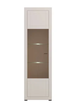 Home affaire Vitrine »Essex Vitrinenschrank, Glasschrank, Standvitrine, Highboard/Sideboard« Präzise Heißfolienprägung, Metallgriff, Eleganter Glasboden