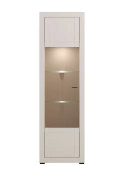 Home affaire Vitrine »Essex Vitrinenschrank, Glasschrank, Standvitrine, Highboard/Sideboard« Präzise Heißfolienprägung, Metallgriff, Eleganter Glasboden