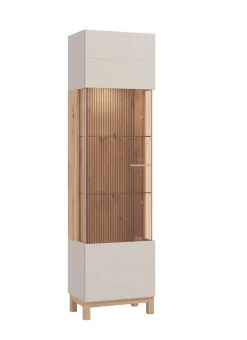 Home affaire Vitrine »Essex Vitrinenschrank, Glasschrank, Standvitrine, Highboard/Sideboard« 1 Tür, 4 Einlegeböden, 5 Fächer, Gesamtmaße (B/T/H): 51,5/35/191,5 cm