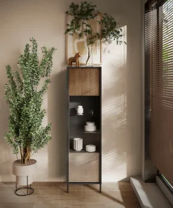 Home affaire Vitrine »Everest Höhe 203 cm, Standvitrine mit 1 Tür« Hochschrank, Anrichte, Soft/Self Closing, Korpus 22 mm