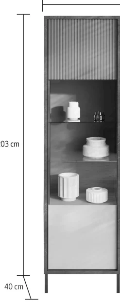 Home affaire Vitrine »Everest Höhe 203 cm, Standvitrine mit 1 Tür« Hochschrank, Anrichte, Soft/Self Closing, Korpus 22 mm