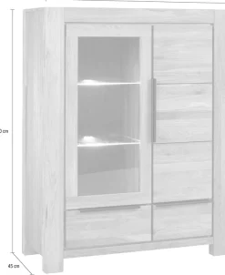 Home affaire Vitrine Fächer und Schubkasten mit Selbsteinzug. Front&Deckplatte Massiv Eiche