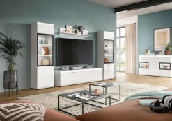 Home affaire Vitrine »FLORENZ, Höhe: 160 cm, hochwertige MDF-Front, Glastür, Glasböden« 1 Stk. tlg. Vitrine, Vitrine weiß, Vitrinenschrank, Wohnzimmervitrine, Wohnzimmer