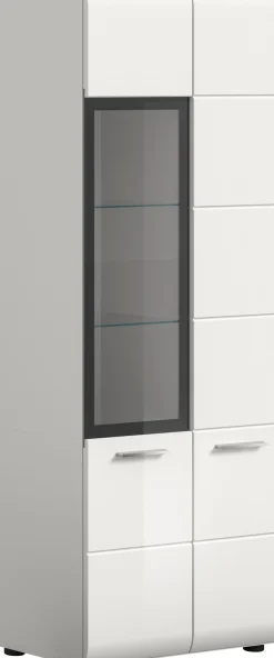 Home affaire Vitrine »FLORENZ, Höhe: 160 cm, hochwertige MDF-Front, Glastür, Glasböden« 1 Stk. tlg. Vitrine, Vitrine weiß, Vitrinenschrank, Wohnzimmervitrine, Wohnzimmer