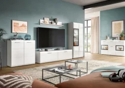 Home affaire Vitrine »FLORENZ, Höhe: 160 cm, hochwertige MDF-Front, Glastür, Glasböden« 1 Stk. tlg. Vitrine, Vitrine weiß, Vitrinenschrank, Wohnzimmervitrine, Wohnzimmer