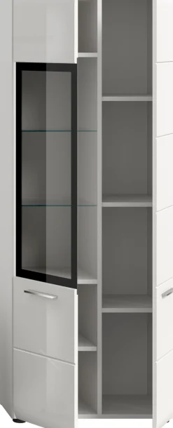 Home affaire Vitrine »FLORENZ, Höhe: 160 cm, hochwertige MDF-Front, Glastür, Glasböden« 1 Stk. tlg. Vitrine, Vitrine weiß, Vitrinenschrank, Wohnzimmervitrine, Wohnzimmer