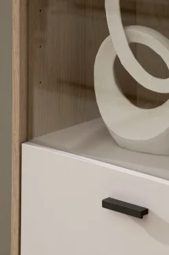 Home affaire Vitrine »Fredericia,moderner Hochschrank, Glasvitrine in Kaschmir, Standvitrine« zeitlos, schwarze Metallgriffe und -füße, ausreichend Stauraum
