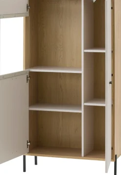 Home affaire Vitrine »Fredericia,moderner Hochschrank, Glasvitrine in Kaschmir, Standvitrine« zeitlos, schwarze Metallgriffe und -füße, ausreichend Stauraum