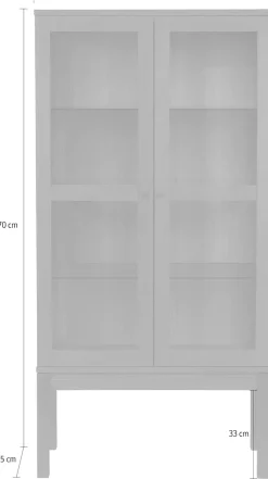 Home affaire Vitrine Holzfurnier aus Eiche, Griffe und Füße aus massiver Eiche, FSC®