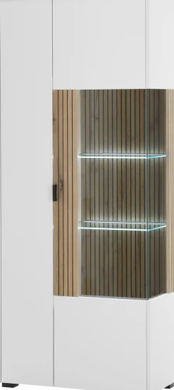 Home affaire Vitrine »Hudson, Stauraumvitrine« in moderner Trendfarbe, Griffe aus Metall (Schwarz), Höhe 180 cm