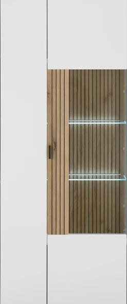Home affaire Vitrine »Hudson, Stauraumvitrine« in moderner Trendfarbe, Griffe aus Metall (Schwarz), Höhe 180 cm