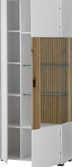 Home affaire Vitrine »Hudson, Stauraumvitrine« in moderner Trendfarbe, Griffe aus Metall (Schwarz), Höhe 180 cm
