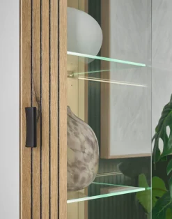 Home affaire Vitrine »Hudson, Stauraumvitrine« in moderner Trendfarbe, Griffe aus Metall (Schwarz), Höhe 180 cm