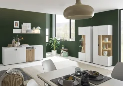 Home affaire Vitrine »Hudson, Stauraumvitrine« in moderner Trendfarbe, Griffe aus Metall (Schwarz), Höhe 180 cm