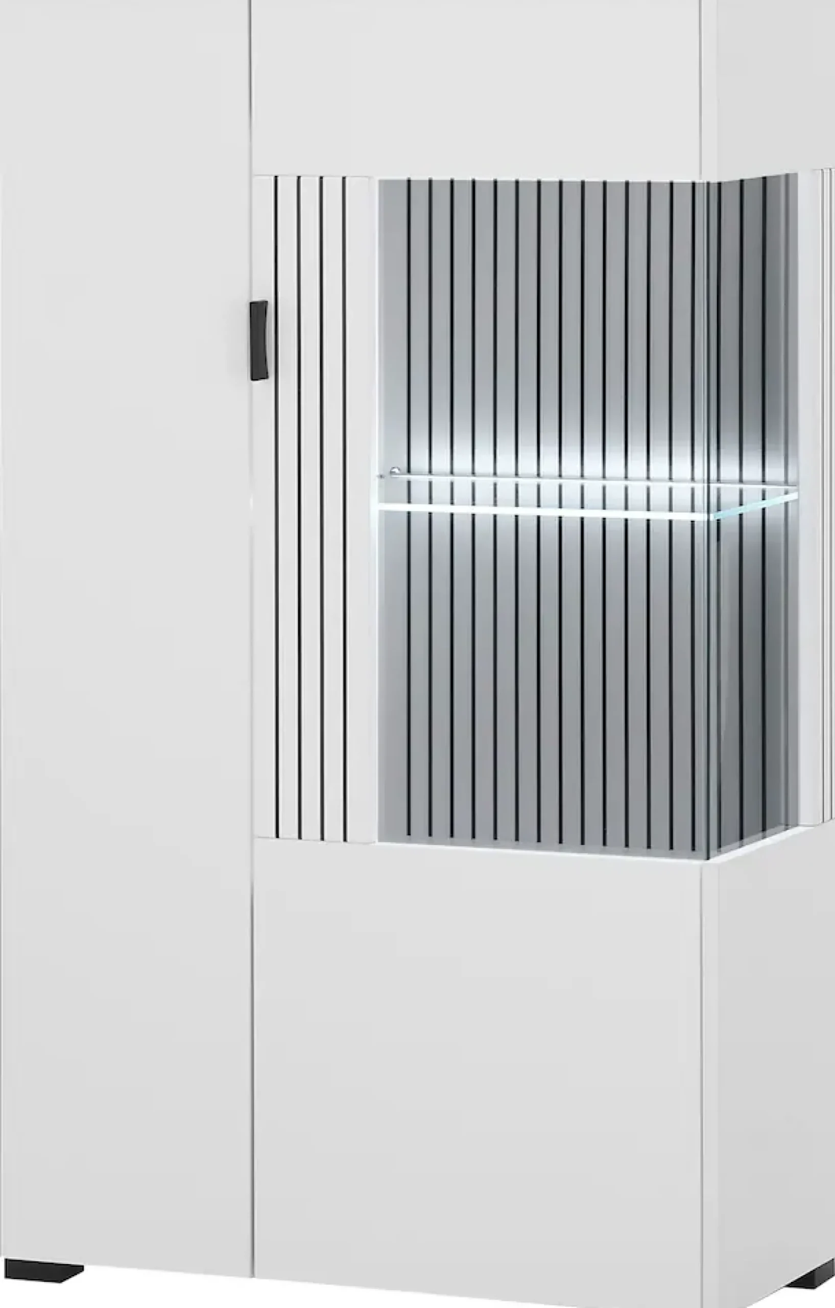 Home affaire Vitrine »Hudson, Stauraumvitrine, Standvitrine« in moderner Trendfarbe, Griffe aus Metall (Schwarz), Höhe 125 cm