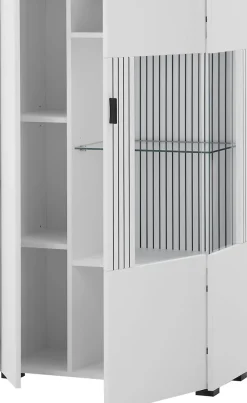 Home affaire Vitrine »Hudson, Stauraumvitrine, Standvitrine« in moderner Trendfarbe, Griffe aus Metall (Schwarz), Höhe 125 cm