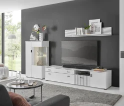 Home affaire Vitrine »Hudson, Stauraumvitrine, Standvitrine« in moderner Trendfarbe, Griffe aus Metall (Schwarz), Höhe 125 cm